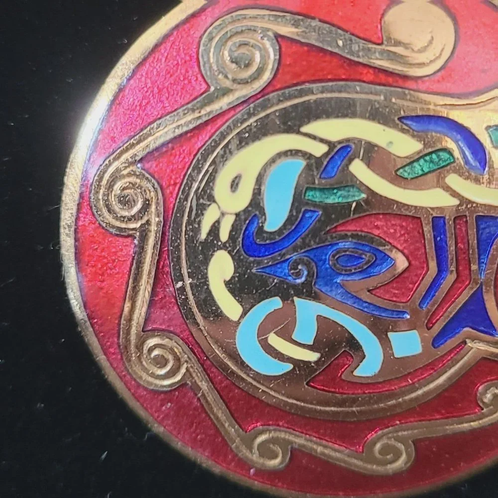 Vintage Tara Ware Book of Kells Enamel Brooch Ireland